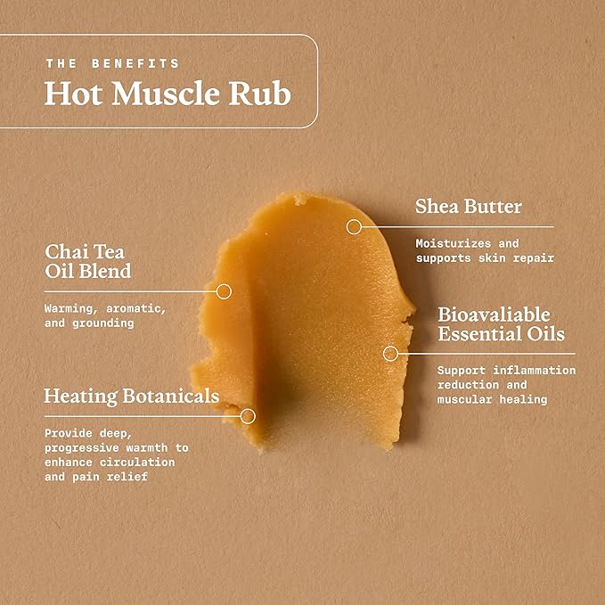 Ultra Life Sport – Premium Hot Muscle Balm with Shea Butter & Organic Essential Oils – 100% Vegan, Non-GMO, Free Trade – Warming Topical Formula with Chai Tea Scent - 1 oz.