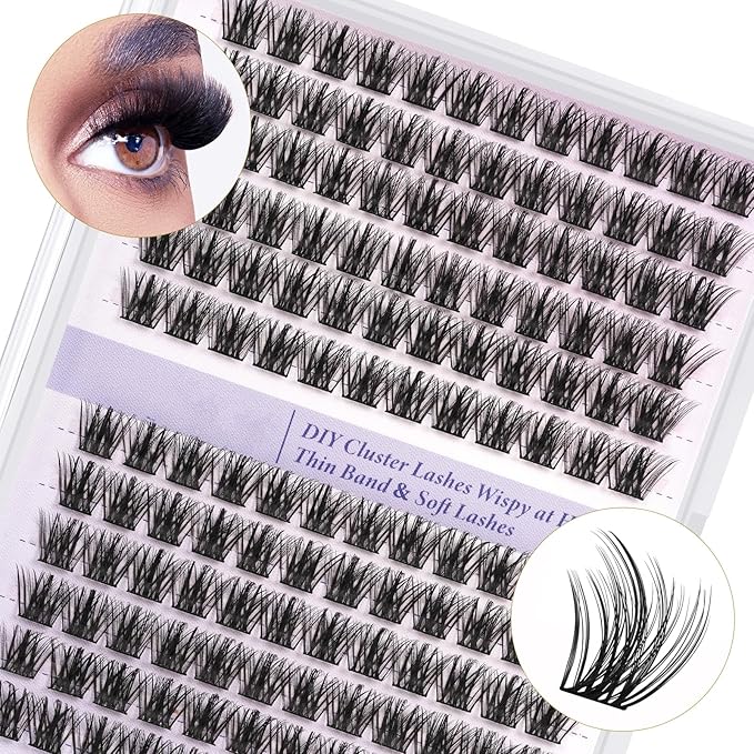 B&Qaugen Lash Clusters B62 Clusters Lashes 144 PCS Eyelash Clusters D Curl 18mm Individual Lashes Wispy Volume False Eyelashes Soft Lightweight DIY Eyelash Extension at Home (B62,D-18mm)