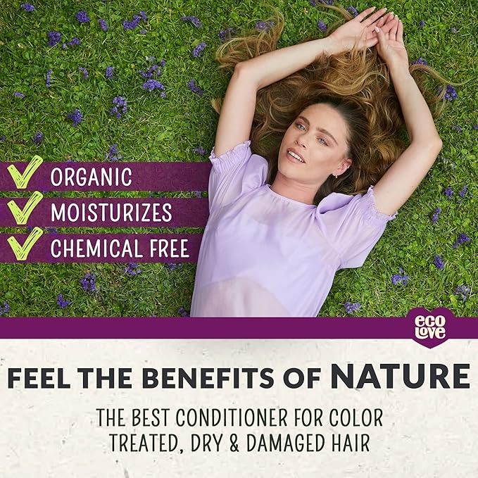 ecoLove - Natural Conditioner for Dry Damaged Hair and Color Treated Hair - With Natural Lavender Extract - No SLS or Parabens - Vegan and Cruelty-Free, 17.6 oz.