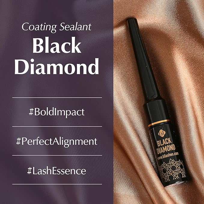 BL Lashes Black Diamond Lash Sealant for Eyelash Extensions | Overnighter Lash Sealer & Waterproof Coating for Retention & Aftercare (0.24 fl.oz, Black)