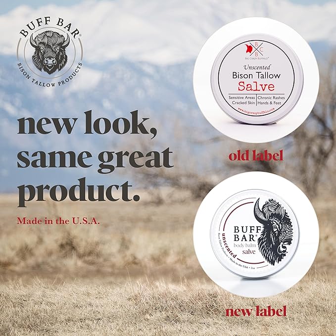 BUFF BAR Pure Bison Tallow Balm, Lemon Drop - Scents of Lemon, Orange, & Lemongrass - Body Butter, Hydrating, Naturally Derived, Replaces Lotion - For Dry, Rough Skin