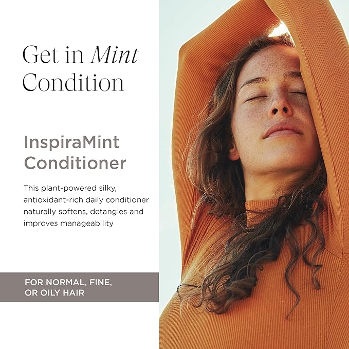 InspiraMint Conditioner, Invigorating Organic Mint Conditioner for Fine and Oily Hair with Peppermint Oil, Hydrating, Refreshing, Vegan, 8 Fl Oz