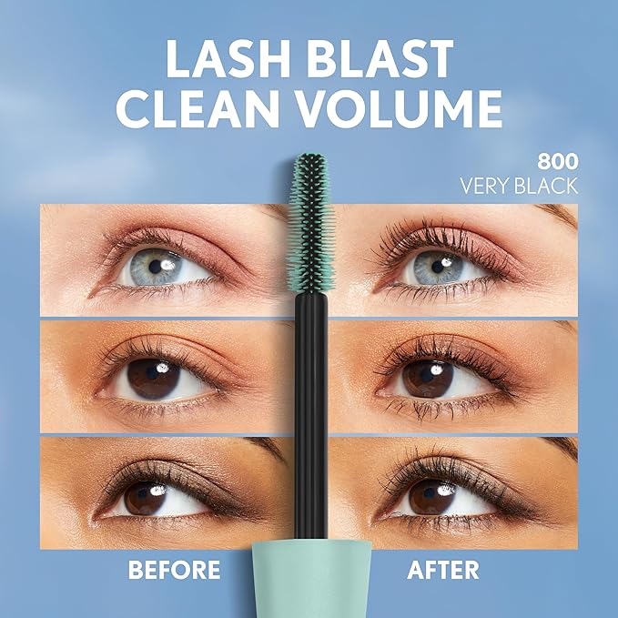 CoverGirl Lash Blast Clean Volume Mascara, Vegan Formula, Volumizing, Smudge-Proof, Cruelty Free, Pitch Black, 1 Count