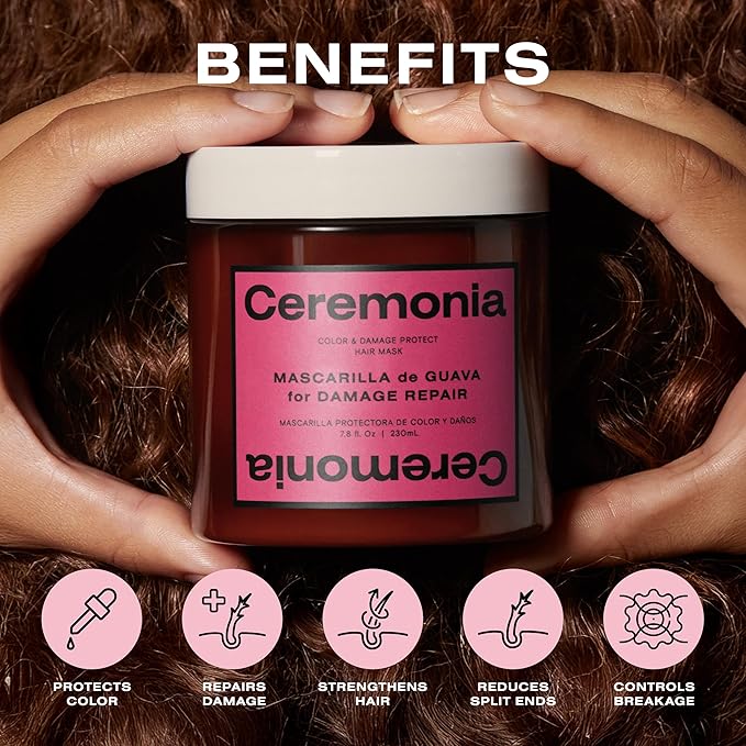 Ceremonia Guava Hair Mask Color Protection and Damage Repair with Agave, 1.69 fl. oz. | 50 ml.