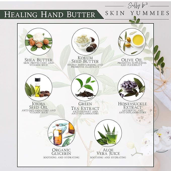 Sally B’s Non-toxic Extra Dry Hand Lotion/Kokum and Shea Butter Cream/Jojoba and Olive Oil/EWG Verified/ 4 oz (vanilla,citrus)