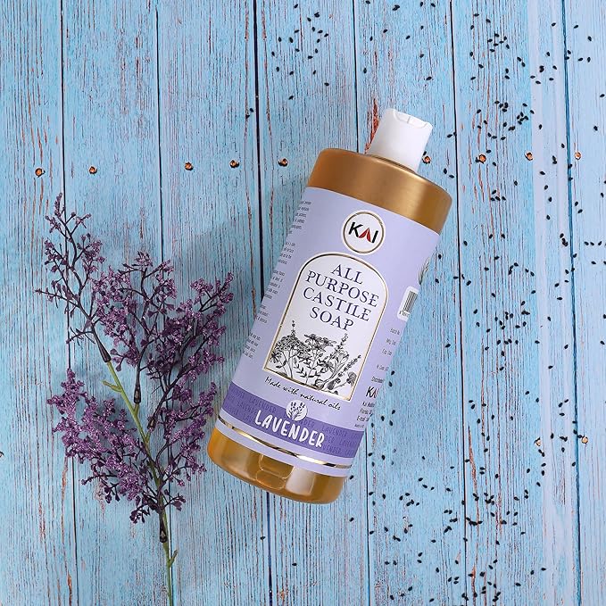 Lavender Liquid Castile Soap; Concentrated and All-Purpose; Use for All Natural Body Wash, Face Cleanser, Hair Shampoo, Hands, Dishes, Laundry, Floors, and Pets; 32 Ounce (1 Pack)