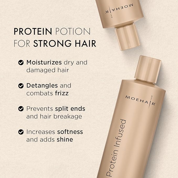 MOEHAIR Protein Infused Conditioner | Protein Hair Treatment | Repairs Damaged Hair | Hydrates Hair | Controls Frizz | Adds Shine & Luster | Sulfate & Paraben-Free Hair Conditioner (12 Fl Oz)