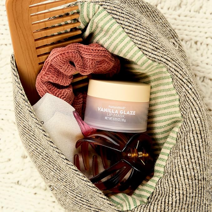 NATURE WELL Vanilla Glaze Hydrating Lip Mask For A Softer, Smoother, Plumper Pout, Nourish & Moisturize Dry Cracked Lips, Made With Shea Butter & Vitamin C, Clean Formula, 0.70 Ounce Each (Pack of 2)