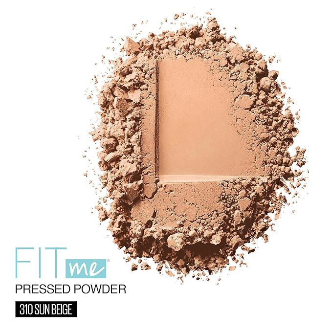 Maybelline Fit Me Matte + Poreless Pressed Face Powder Makeup & Setting Powder, Sun Beige, 1 Count