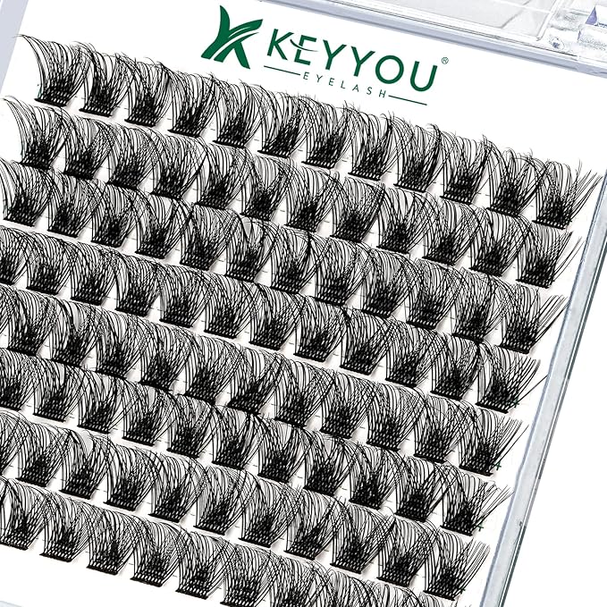 Lash Clusters 96pcs Individual Lashes Y03 D Curl 12mm Cluster Lashes KEYYOU Volume Wispy Lash Extension Soft&Comfortable Easy DIY at Home(Y03 D-12mm)