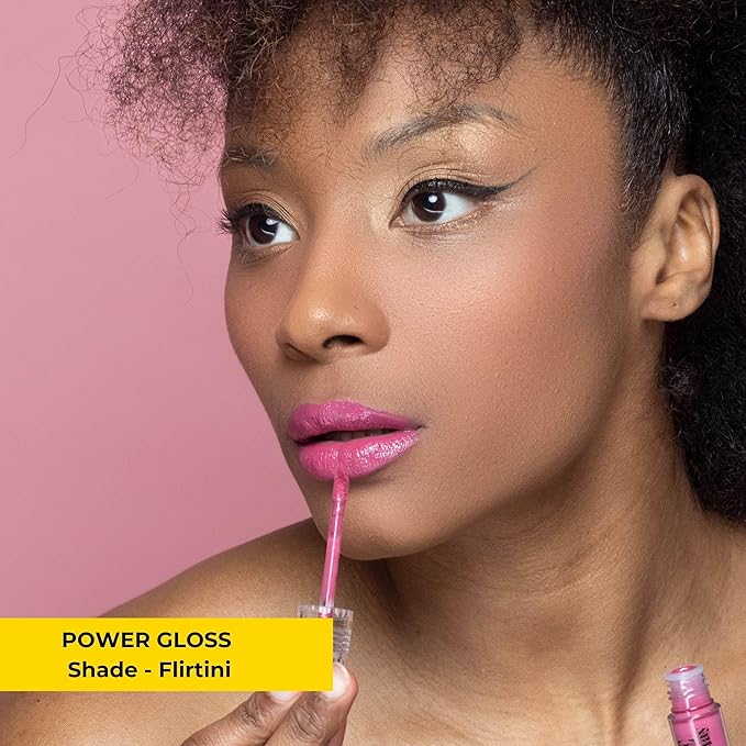 Power Gloss – Mauve Pink Vegan Lip Gloss with High Pigment, Hyaluronic Acid & Jojoba for Bold, Non-Sticky, Moisturizing Shine (Flirtini)
