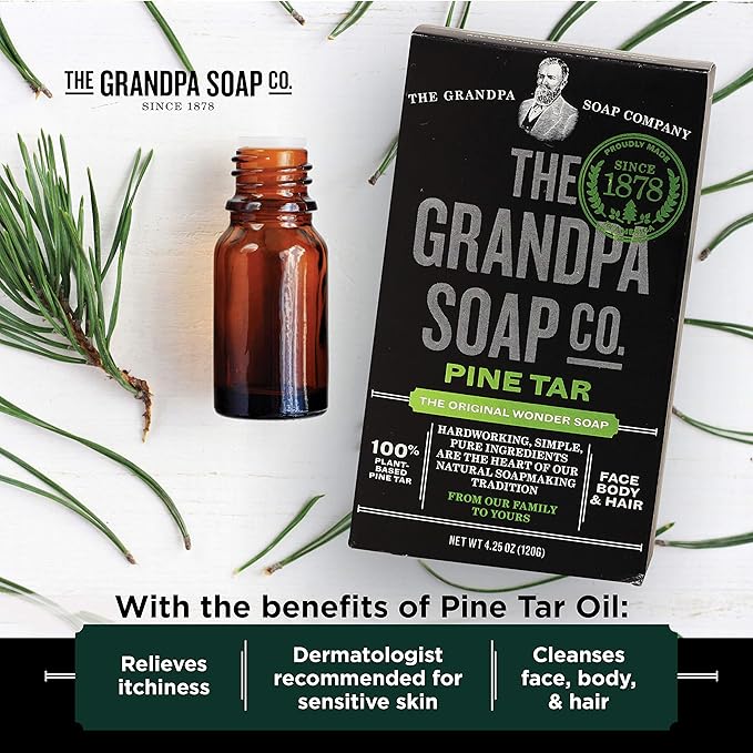 Pine Tar Bar Soap by The Grandpa Soap Company | The Original Wonder Soap | 3-in-1 Cleanser, Deodorizer & Moisturizer | 4.25 Oz. Each 3 Pack