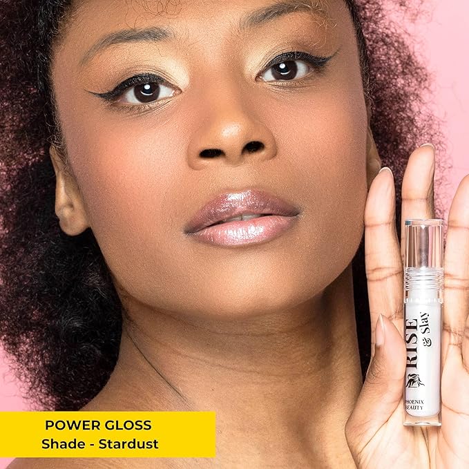 Glitter Gloss – Clear Glitter Non-Sticky Lip Gloss with Hyaluronic Acid, Jojoba & Castor Oil for Sparkle, Comfort & Lightweight Hydration (Stardust)