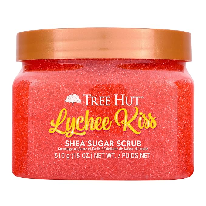 Tree Hut Lychee Kiss Shea Sugar Scrub | Exfoliating Body Scrub Removes Dead, Dry Skin for a Soft & Hydrated Feel | Nourishing Essential Body Care | 18 fl oz.