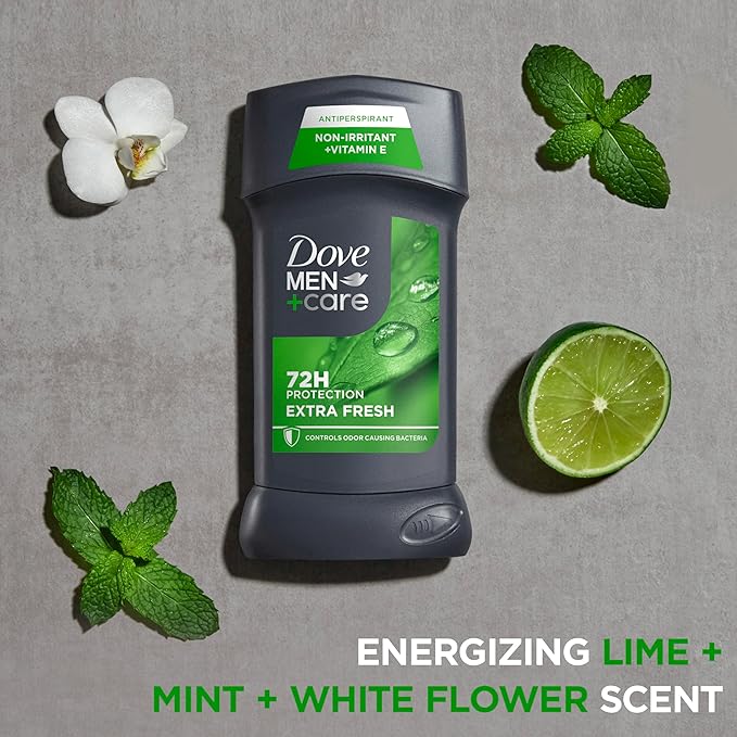 Dove Men+Care Extra Fresh Men's Antiperspirant Deodorant Stick Extra Fresh Twin pack With 72-hour sweat & odor protection with 1/4 Moisturizing Cream & Long-lasting Citrus Scent 2.7 oz