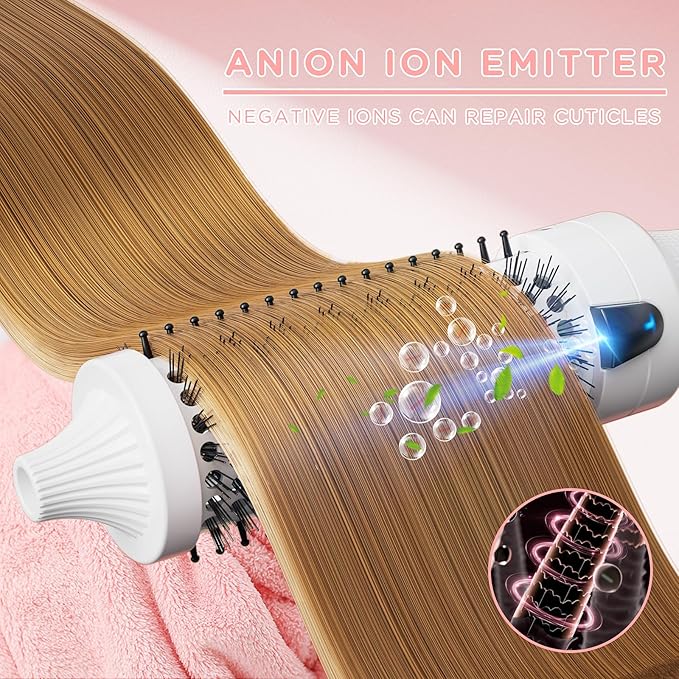 K&K Blowout Boost Thermal Round Brush, 1.5 Inch Ceramic Tourmaline Hot Styling Brush for Blowout Look, Negative Ion Technology Make Hair Smoother Get Natural Curls, Dual Voltage