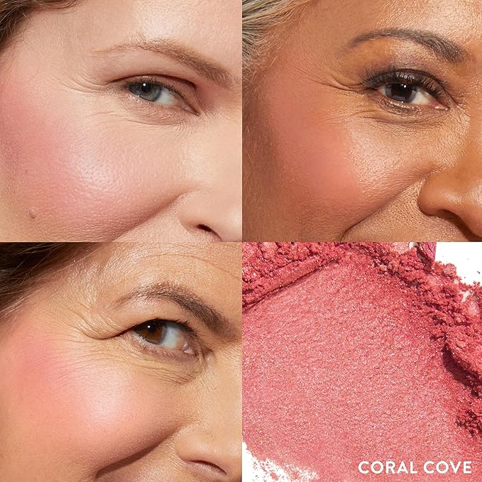 LAURA GELLER NEW YORK Baked Blush-n-Brighten Marbleized Blush + Angled Brush (03 Coral Cove, 47mm)