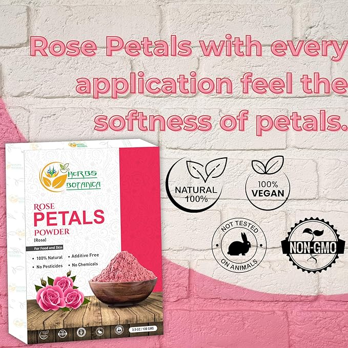 Rose Petal Powder Natural, 100% Natural for Face Mask, DIY Skin Care, Aromatherapy, No Preservatives or Colors, Chemical-Free Herbal Powder, 100 gm / 3.52 oz