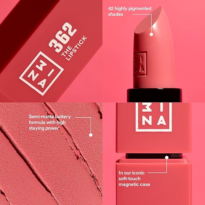 3INA The Lipstick - Moisturizing Lipstick for Women - Semi-Matte Satin Finish with 5-Hour Long Wear - Highly Pigmented and Comfortable - 270-0.16 oz