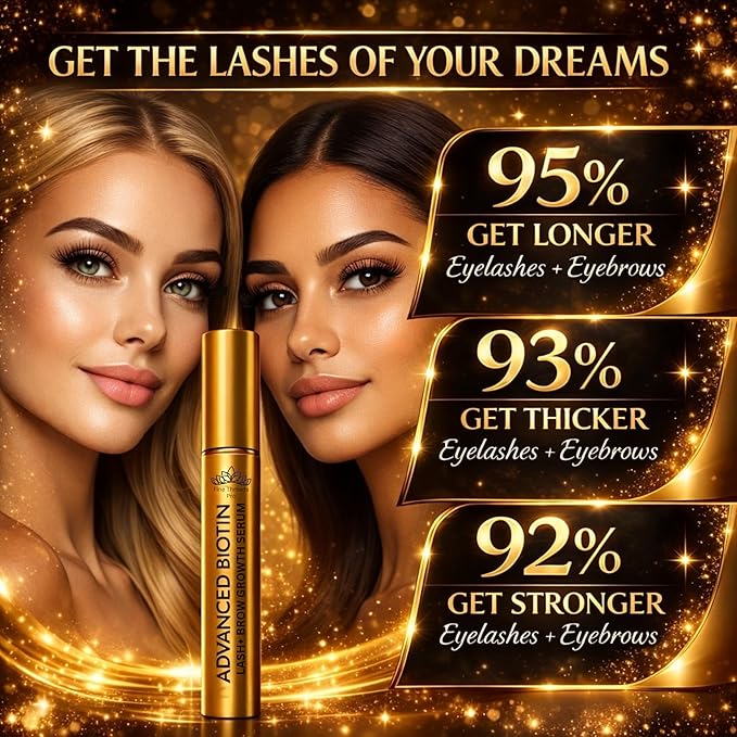 Advanced BIOTIN Eyelash Growth Serum for Longer, Fuller, Thicker Lashes & Eyebrows, Lash Serum for Eyelash Growth- Fast Results 2-4 weeks
