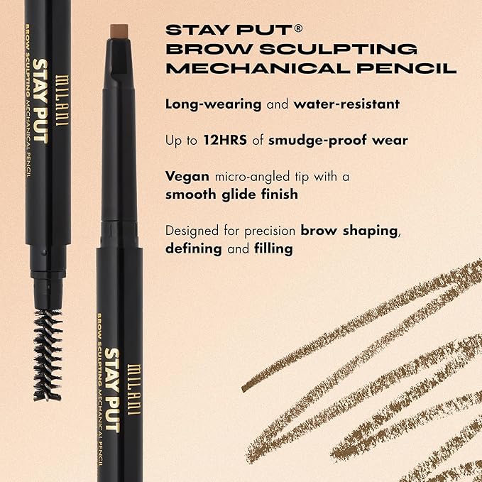 Milani Stay Put Brow Sculpting Mechanical Pencil - Taupe (0.01 Ounce) Cruelty-Free Long-Lasting Eyebrow Pencil that Defines and Shapes Brows