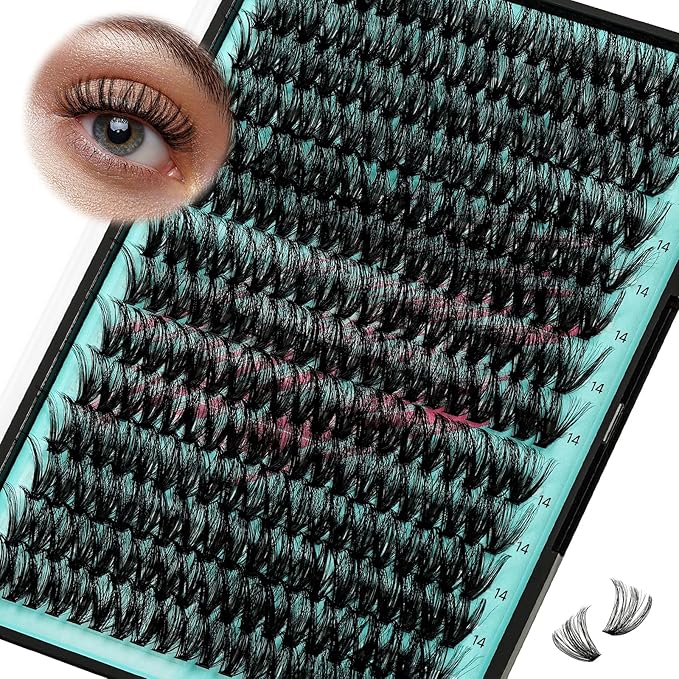 Lash Clusters Wispy 280PCS Eyelash Extension 70D Cluster Lashes Individual Lashes DIY Lash Extension Natural Look Cluster Eyelash Extensions Soft False Eyelashes at Home for Beginners(14mm)
