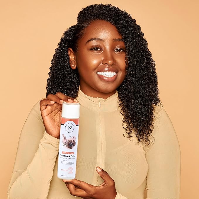 NaturAll Sea Moss & Chebe Anti Frizz Conditioner - Sulfate-Free Curl Hair Conditioner for Dry Hair - Detangles, Softens & Moisturizes Dry, Damaged Hair, Helps Reduce Breakage & Smooth Frizz (8.5 Oz)