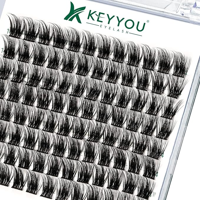 Lash Clusters 96pcs Individual Lashes Y08 D Curl 10-18MIX Cluster Lashes KEYYOU Volume Wispy Lash Extension Soft&Comfortable Easy DIY at Home(Y08 D-10-18MIX)