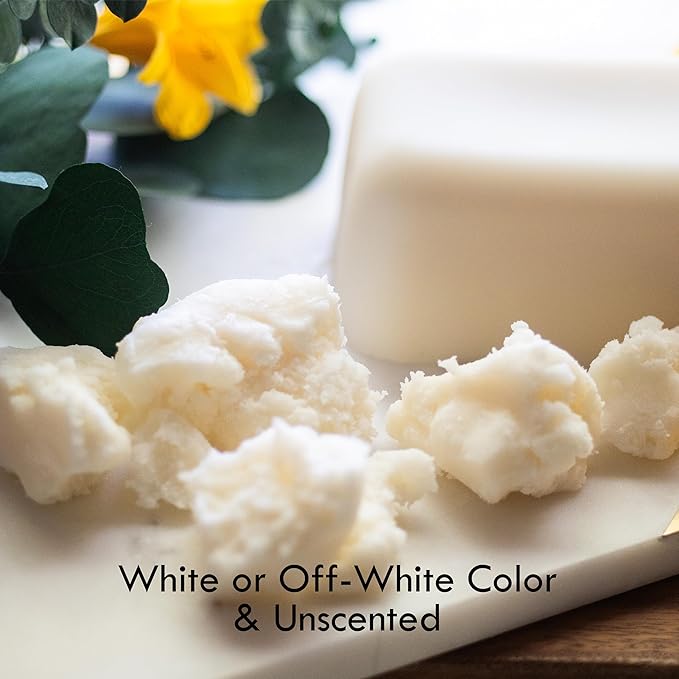 Refined Shea Butter Unscented - 100% Pure African Shea Butter for Hair & Dry Skin - Use for Soap Base, Face & Body Moisturizer, for DIY Whipped Body Butter & Lip Balm 8 oz Bar