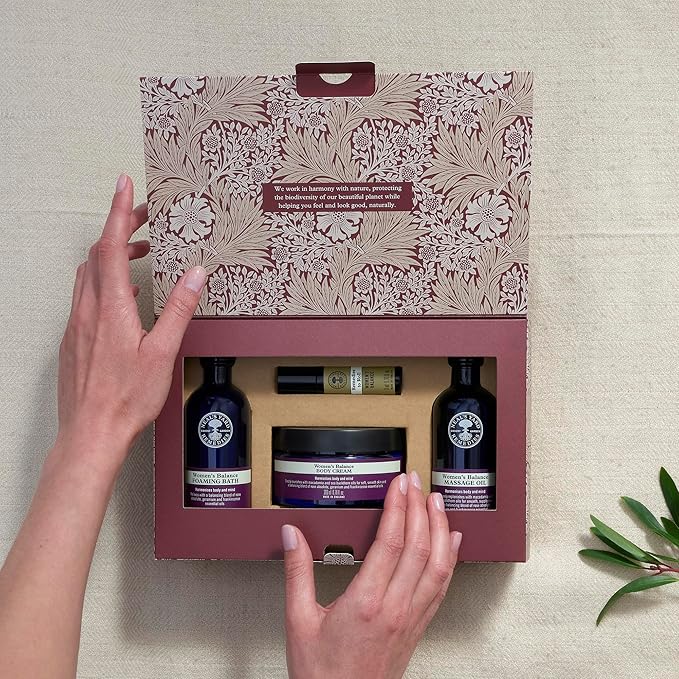 Neal's Yard Remedies Balance Harmonising Collection for Women, Foaming Bath, Massage Oil, Body Cream & Balance Roll-On, Vegan & Cruelty-Free