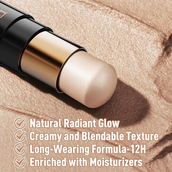 FV Cream Highlighter Stick, Natural Glow Finish & Blendable, Long Lasting Highlight Stick for Glowing Skin & Eyeshadow, Cruelty-free, 05 Sheer Glow