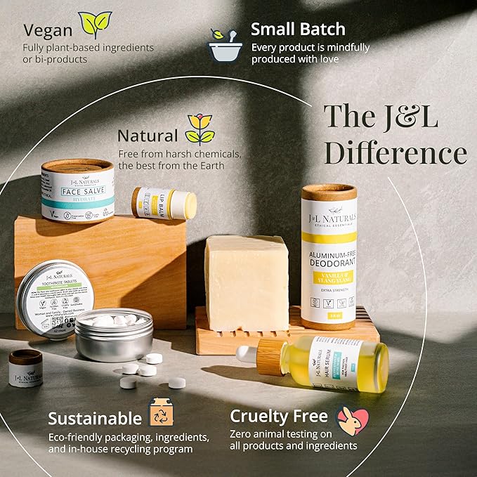 J&L Naturals Aluminum Free Deodorant for Men & Women | 100% Natural Ingredients With Coconut Oil, Shea Butter, & Essential Oils | Sustainable, Eco-Friendly (Bergamot & Vanilla, 3.0 Oz (Pack of 2))