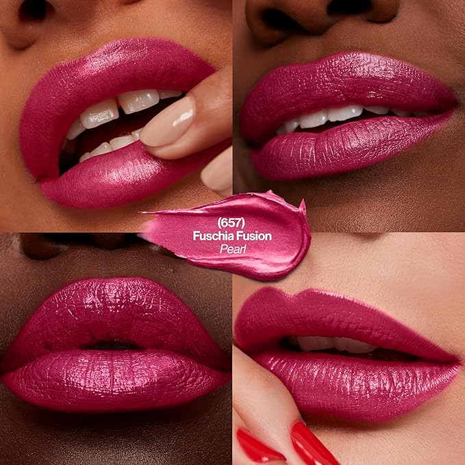 Revlon Super Lustrous Lipstick, Creamy Formula For Soft, Fuller-Looking Lips, Moisturized Feel, 657 Fuchsia Fusion, 0.15 oz