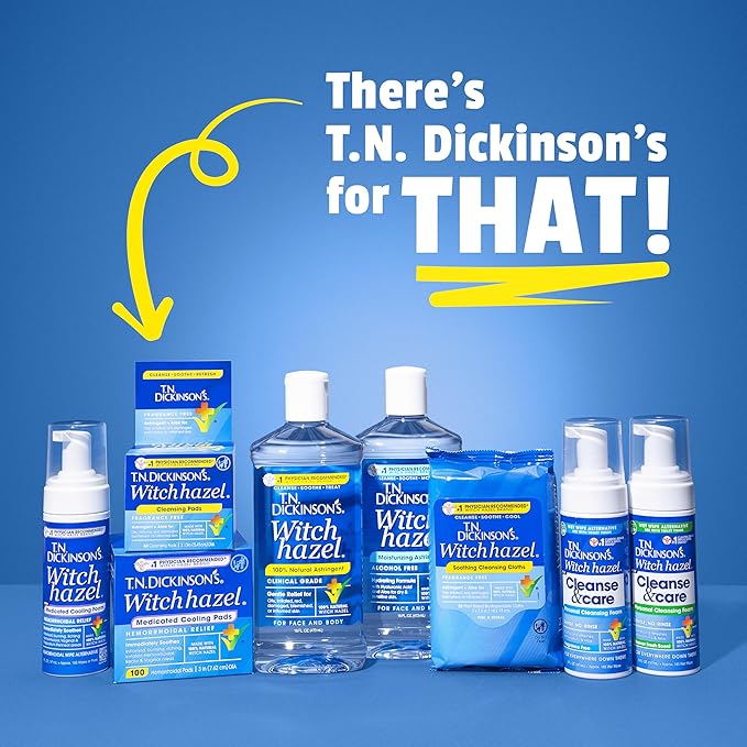 T.N. Dickinson's Witch Hazel Alcohol-Free Moisturizing Astringent, Made with 100% Natural Witch Hazel 16 oz (Pack of 2)