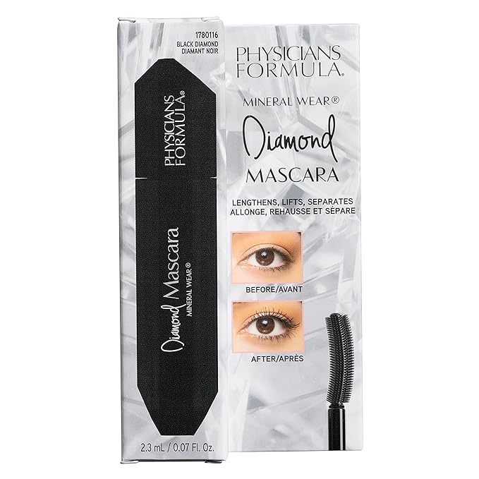Physicians Formula Mini Diamond Mascara Black 0.07 FL OZ |Dermatologist Tested, Opthahlamologist Approved, Sensitive Eyes
