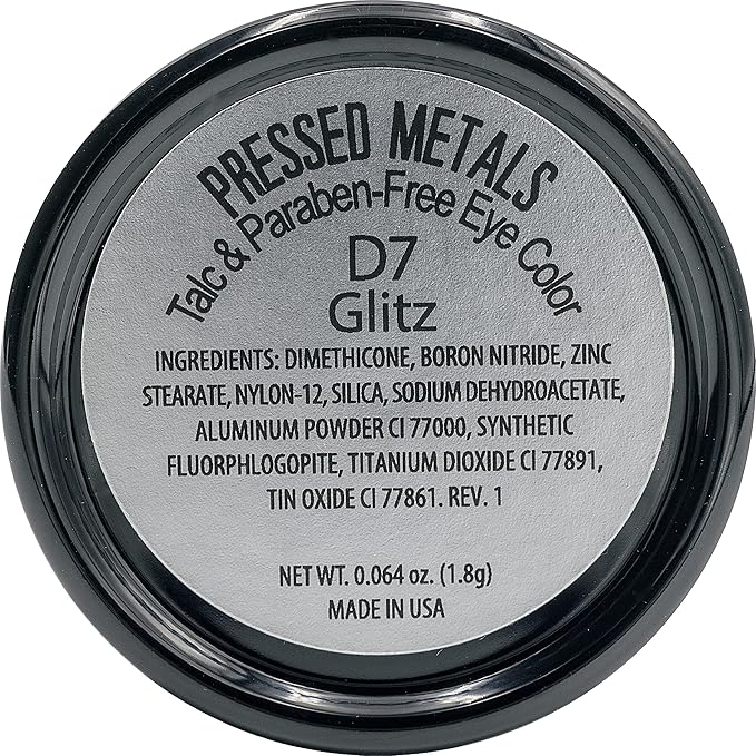 Bright Cool Silver Grey Glitz Shimmering Metallic Pressed Powder Single Vegan Eyeshadow; Talc, Paraben & Cruelty Free
