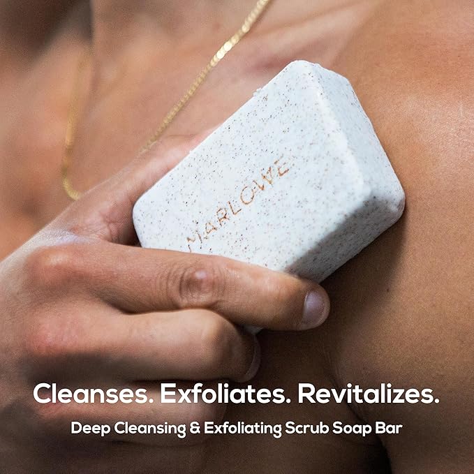 MARLOWE. No. 102 Body Scrub Soap 7 oz, Santal, Exfoliating Soap Bar with Shea Butter, Olive Oil & Green Tea Extracts, Cleanses, Smooths & Revitalizes Skin, Warm Amber, Spice & Citron Scent