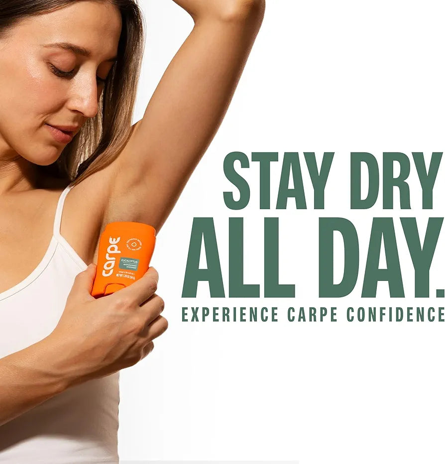 Carpe Underarm Antiperspirant Deodorant for Women and Men - Antiperspirant Deodorant for Stinky, Sweaty Armpits - 100 Hour Sweat & Odor Control - Clinical Strength - Eucalyptus - 3 Pack