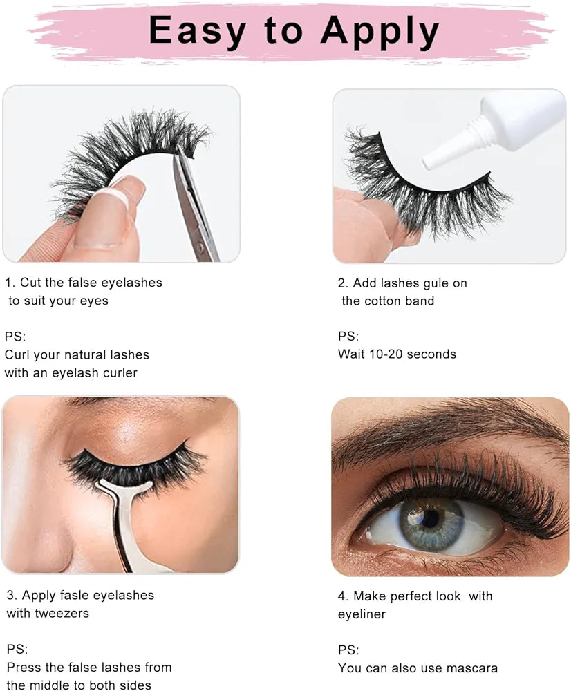 Natural Eyelashes Korean Japanese Asian Lashes with Clear Band 10mm 10Pairs Wispy Spiky Lashes Pack Short Natural False Lashes