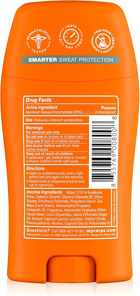 Carpe Underarm Antiperspirant Deodorant for Women and Men - Antiperspirant Deodorant for Stinky, Sweaty Armpits - 100 Hour Sweat & Odor Control - Clinical Strength - Eucalyptus - 3 Pack